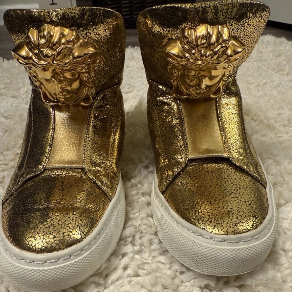 Versace Gold High-Top Sneakers